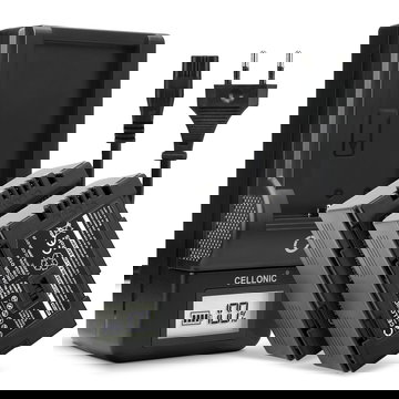 Pack de 2x batteries CGA-D54 CGR-D120 -D220 2200mAh pour appareil photo Panasonic AG-DVX100 NV-GS11 NV-DS60 NV-GS1 NV-DS27 NV-DS29 NV-MX500 NV-DA1 NV-DS15 - Avec chargeur et câble d'alimentation