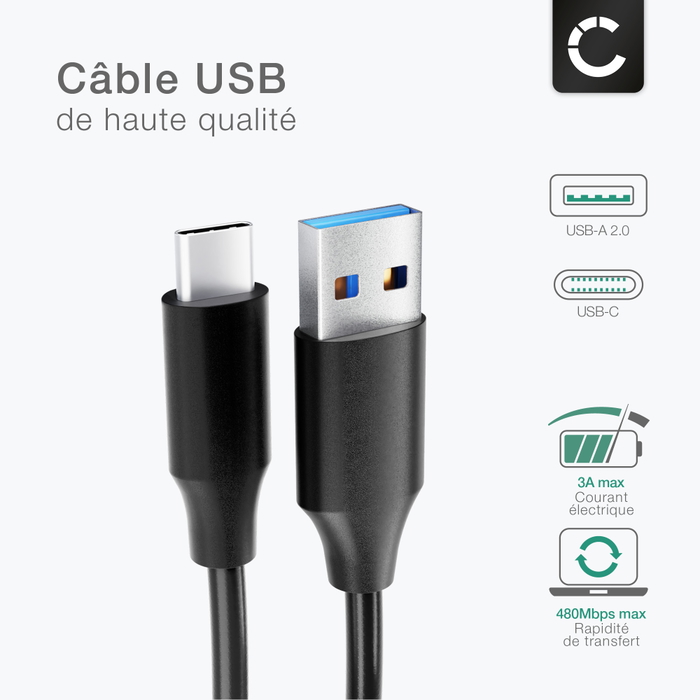 Câble De Recharge Tressé EgoGear USB-C 3m Blanc Bleu Pour PS5, Xbox Series, Switch OLED