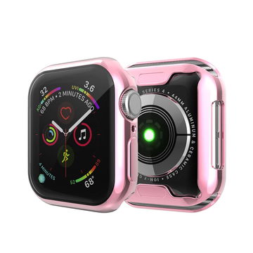 subtel Protective Case & Screen Protector for Apple Watch SE / 6 / 5 / 4 - 40mm 9H Tempered Glass GPS Smart Watch Cover Smartwatch Bumper Case Frame - Pink