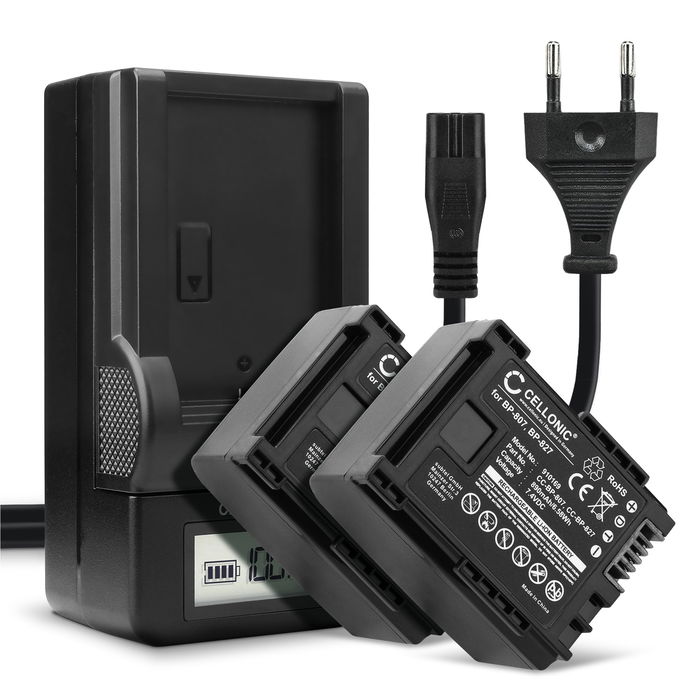 2x Batterie pour Canon BP-807 Accu 890mAh Batterie rechange + Chargeur