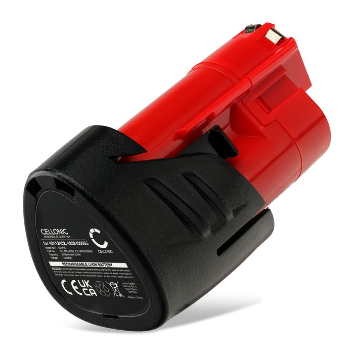 CELLONIC 12V Li Ion Power Tool Battery for Milwaukee C12 FM / M12 BD / M12 IR / M12 TLED 2000mAh 48-11-2402, 48-11-2412, 48-11-2440, 4932352664, 4932430065, 48112402, 48112412, 48112440, 49M12 B3 XC, M12 B4 XC, M12 B4 XC Battery Replacement