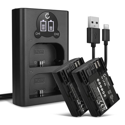 2x Batterie LP-E6N LP-E6 2000mAh + Chargeur Double CBC-E6 LC-E6 pour Canon EOS 80D 90D 70D 7D 6D Mark II 60D R6 R5 5Ds R 5D Mark IV III