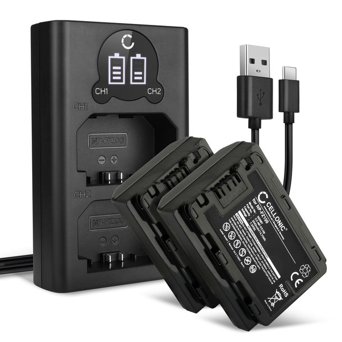 2x Sony NP-FZ100 Batterie + Chargeur Double 2040mAh de CELLONIC