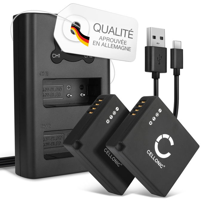 2x Leica BP-DC15 Batterie + Chargeur Double 730mAh de CELLONIC