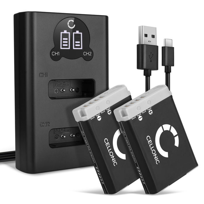 2x Canon Powershot G5 x Batterie + Chargeur Double 1010mAh de CELLONIC