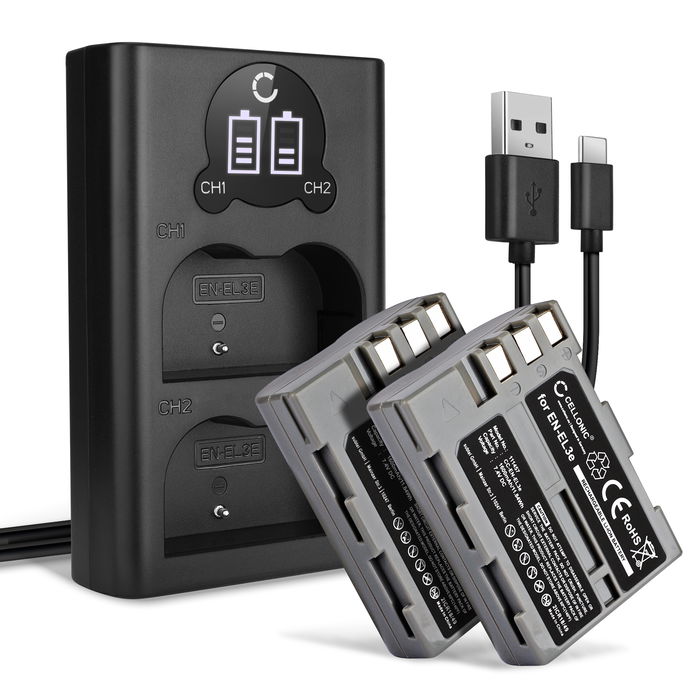 2x Nikon D200 Batterie + Chargeur Double 1600mAh de CELLONIC