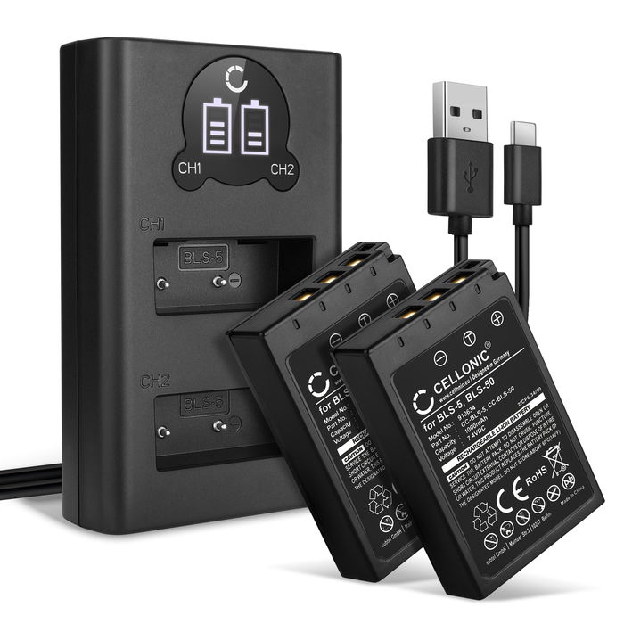 2x Olympus Pen E-PM2 Batterie + Chargeur Double 1000mAh de CELLONIC