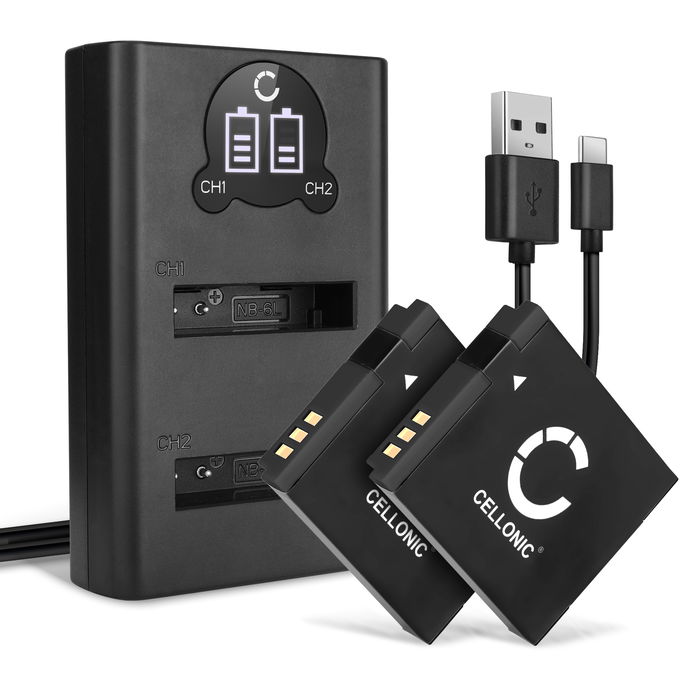2x Canon PowerShot SX510 HS Batterie + Chargeur Double 1000mAh de CELLONIC
