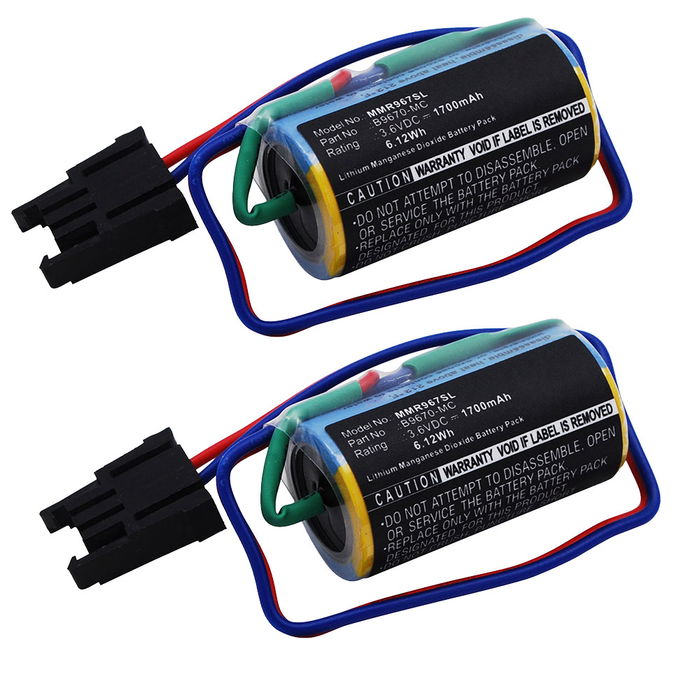 2x Batterie A6BAT, A6BAT-MRBAT, B9670-MC 1700mAh pour Mitsubishi A1FXCPU, A Series PLCs, A1S Series PLC, A6BAT -