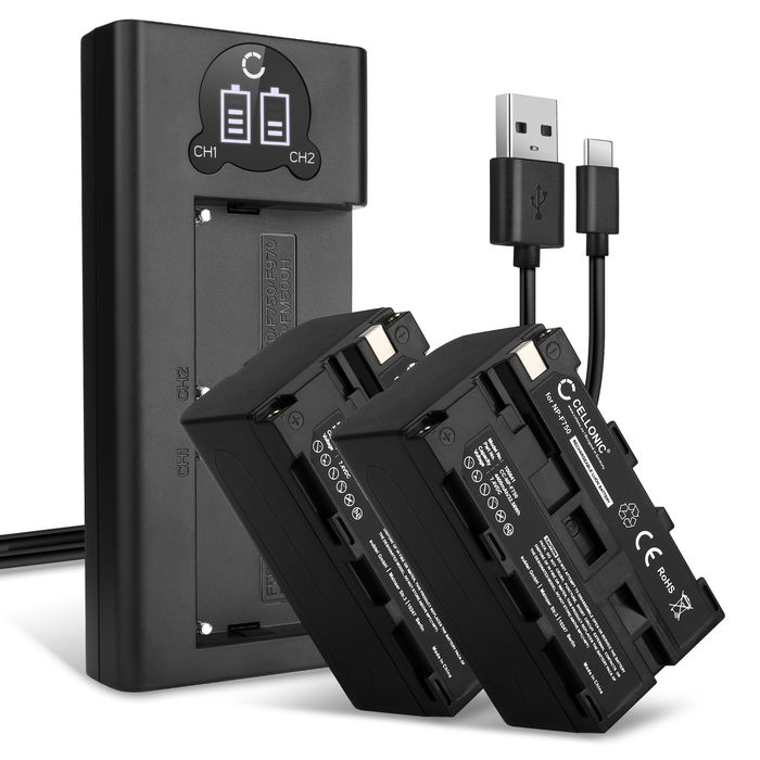 2x Batterie pour Sony NP-F570 Accu 4400mAh Batterie rechange + Chargeur Double