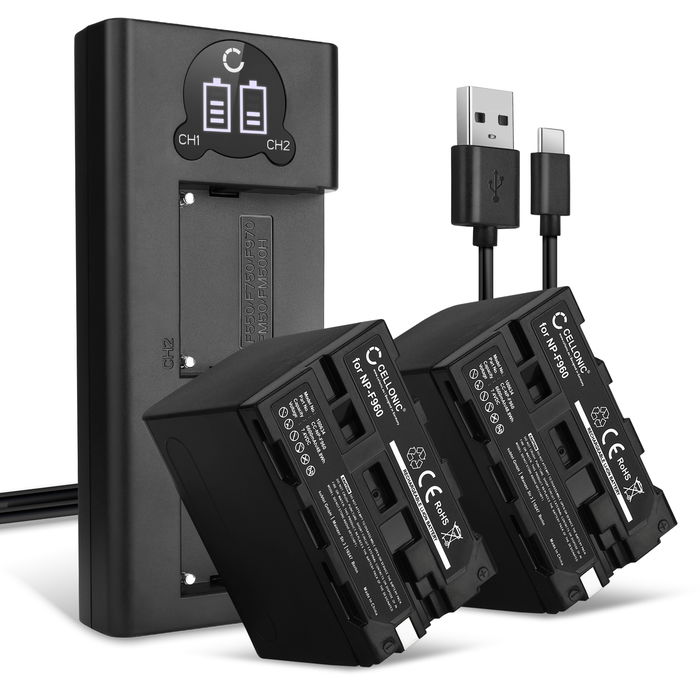 2x Sony DCR-TV900E Batterie + Chargeur Double 6600mAh de CELLONIC