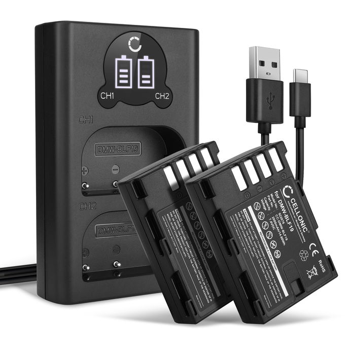 2x Panasonic DMW-BLF19E Batterie + Chargeur Double 2000mAh de CELLONIC