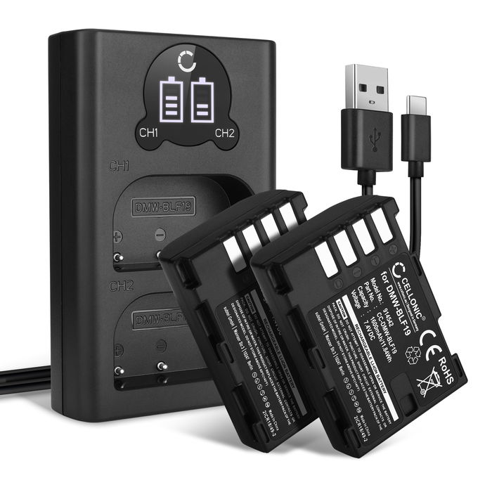 2x Panasonic Lumix DC-G9 Batterie + Chargeur Double 1600mAh de CELLONIC