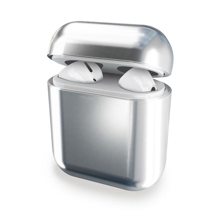Étui de protection en TPU couleur argent pour AirPods 1, AirPods 2 - coque rigide effet chromé et très résistante