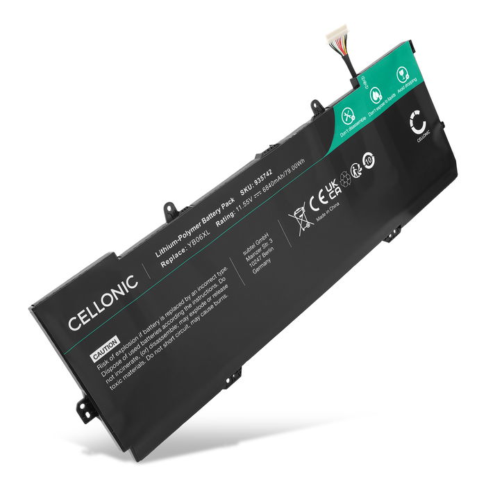 Batterie pour HP Spectre X360 15-CH, 15-CH070NZ, 15-CH075NR, 15-CH090NZ, YB06XL 11.55V 6840mAh de CELLONIC
