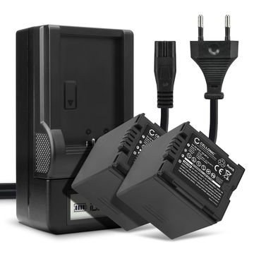 Pack de 2x batteries CGR-DU14 CGR-DU12 CGA-DU12 2100mAh pour appareil photo Panasonic NV-GS27 -GS17 -GS400 -GS180 -GS75 -GS500 -GS320 -GS60 VDR-D150 -D100 -D160 SDR-H20 -H280 PV-GS39 -GS150 - Avec chargeur et câble d'alimentation