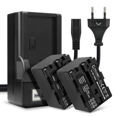 2x NP-FM50 NP-FM30 NP-FM70 NP-QM91 NP-QM71 Camera Battery + Charger Set for Sony HVR-A1 HDR-SR1 HDR-HC1 GV-D1000 DCR-TRV38 -TRV20 -TRV330 -TRV285 -TRV340 -TRV345 -TRV351 -TRV355 3200mAh Replacement Battery LCD Smart Charger