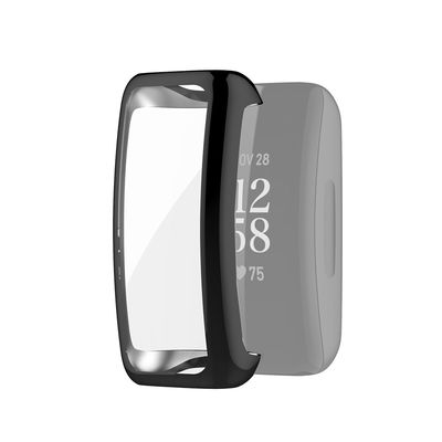 subtel Protection 2 en 1 pour FitBit Inspire 2 - coque couleur Transparent / noir anti rayure pour le verre et la monture de votre montre connectée.