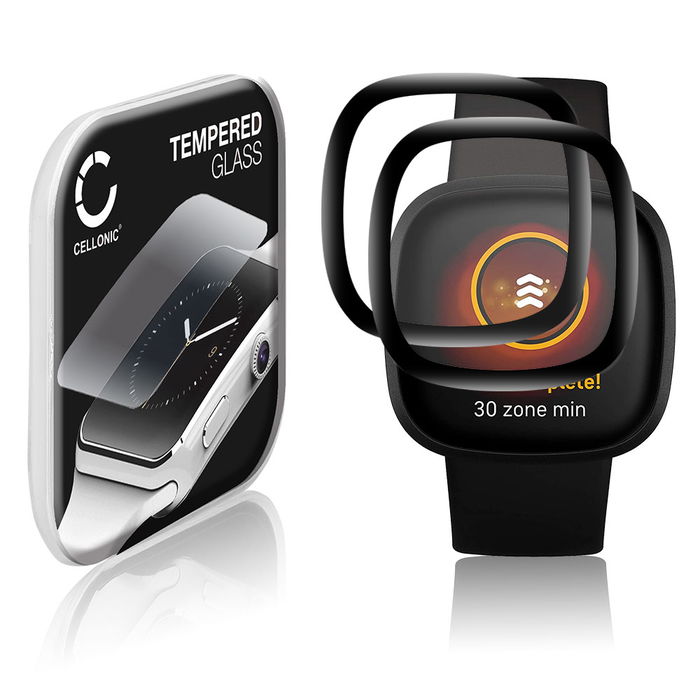 2x FitBit Versa 3 Protecteur d'écran 9H en verre trempé 3D Full Cover de CELLONIC