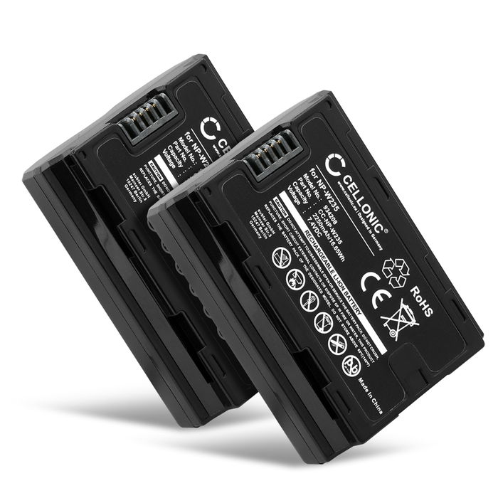 2x Batterie pour FujiFilm GFX100S, FujiFilm GFX 50S II, W235, Fuji NP-W235, FujiFilm X-T4 NP-W235 (2250mAh, 7.2V) de CELLONIC