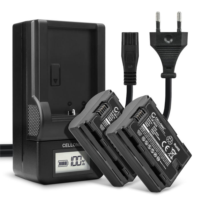 Pack de 2x Batteries FujiFilm X-T5 Accu 2000mAh avec station de chargement à affichage LED et prise secteur