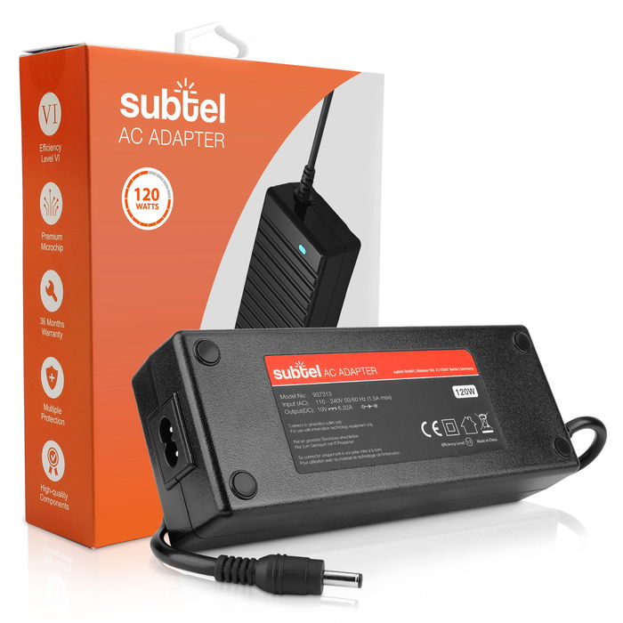 Chargeur pour PC portable Dell Inspiron 14,15,17,XPS/ HP Omen,Envy,Chromebook/ Asus GL552VW - Alimentation 19V 6.3A 120W 90W 65W 840 G4, Câble de Charge 2.2m, Connexion(4.5mm x 3mm)