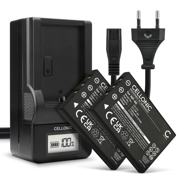 2x Batterie pour Traveler DV-5000 HD Accu 1180mAh - Batterie de rechange appareil photo et caméra + Chargeur