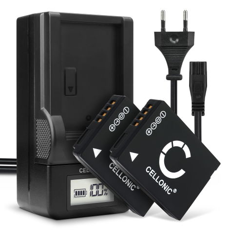 2x Batterie pour Appareils Photo Leica V-LUX 20, 30, 40 BP-DC7 (890mAh, 3.7V) + Chargeur de CELLONIC