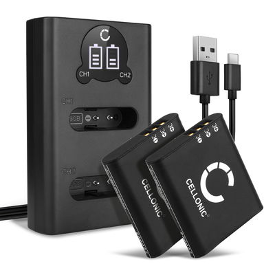 2x Batterie DB-110 1100mAh + Chargeur Double pour Ricoh GR III, GR IIIx, G900, G900SE, WG-6, DB-110