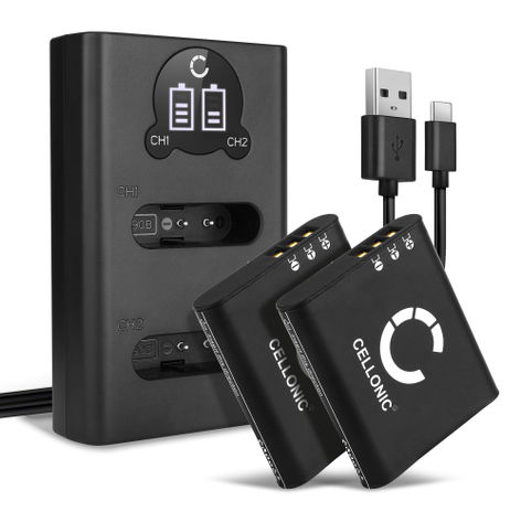 2x Batterie pour Appareils Photo Ricoh GR III, IIIx; G900SE; G900; WG-6 DB-110 (1100mAh, 3.6V) + Chargeur Double de CELLONIC
