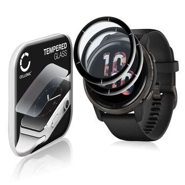 2x Protection d'écran en verre pour montre connectée Garmin Venu 2 (3D Full Cover, haute résistance 9H, 0,33mm, Full Glue)