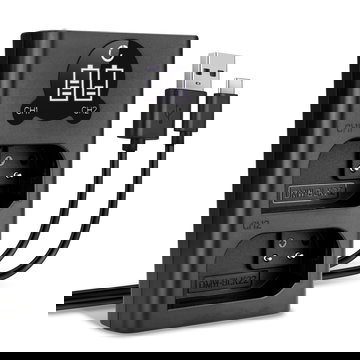 Chargeur double USB (DMW-BLK22) pour Panasonic Lumix DC-GH5 II DC-GH6 DC-S5 G9 GH5S + 1m + Câble USB de CELLONIC