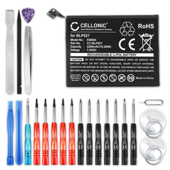 Pack batterie 2200mAh et outils pour téléphone portable OnePlus 9 Pro - kit pour remplacement facile d'une batterie BLP827 de smartphone GSM