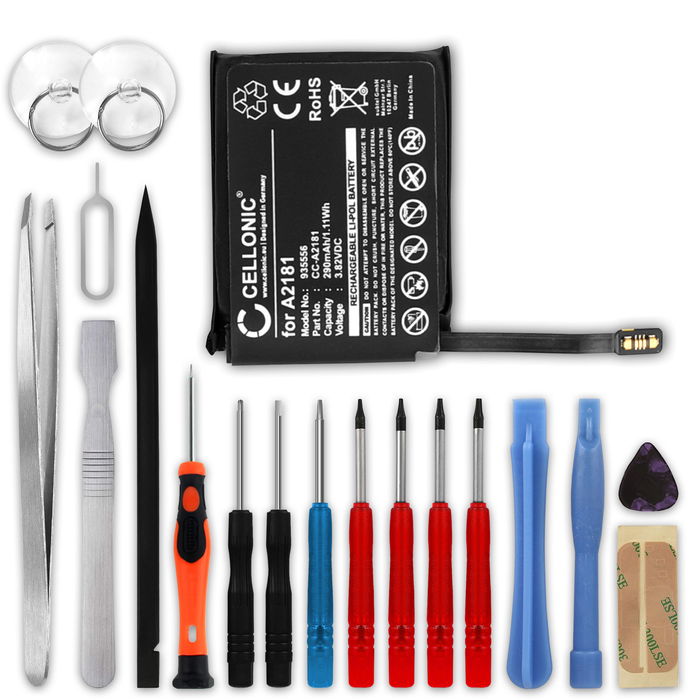 Apple Watch SE2 44mm Batterie 3.82V 290mAh + kit d'outils de Cellonic
