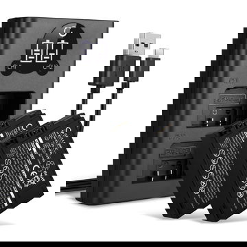 2x Batterie EN-EL25, VFB12502 1280mAh + Chargeur Double MH-32 pour Nikon Z fc / Z 50 / Z 30