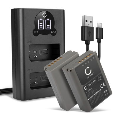 2x Batterie 1140mAh pour appareil photo Olympus OM-D E-M1, Pen E-P5 - Remplacement modèle BLN-1 + Chargeur Double BCN-1