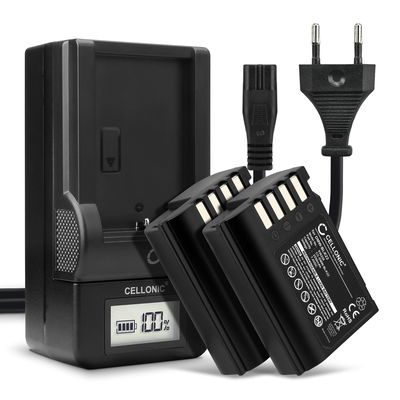 2x Battery for Panasonic Lumix G9 GH5 II GH5S DC-GH5 II DC-GH6 DC-S5 II DC-S5 IIX DC-G9 II DMW-BLK22 (2250mAh, 7.4V) + Charger from CELLONIC