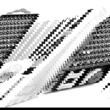 Coffret 122 pièces - Tournevis avec 98 embouts de précisions et accessoires : Allen, Torx, cruciforme, triangle, carré, Y, Pentalobe - Kit de réparation téléphone, batterie, ordinateur, tablette et plus