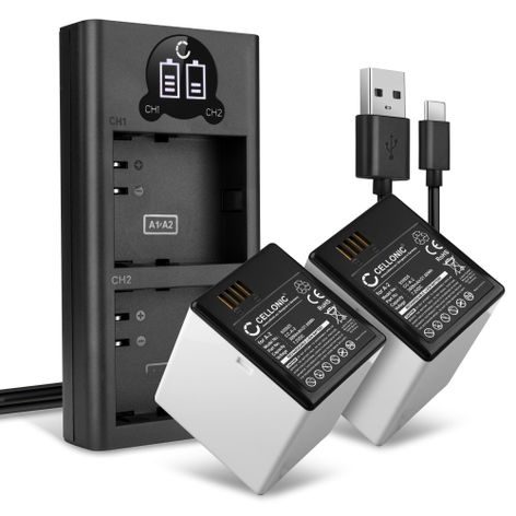 2x Batterie pour Arlo Go 1 A-2 (3000mAh, 7.2V) + Chargeur Double de CELLONIC