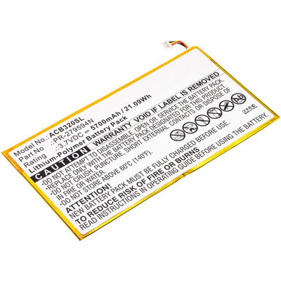 Batterie de remplacement neuve PR-279594N de 5700mAh pour tablette Acer Iconia One 10 (A3-A40)