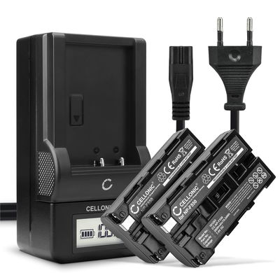 2x Batterie pour Sony HDR-FX1000E, HDR-FX7E, NP-F330, NP-F730, NP-F950, AC-SQ950D, BC-VM50 NP-F550 F330 F750 (2600mAh, 7.4V) + Chargeur de CELLONIC