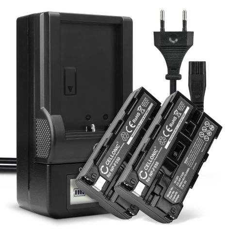 2x Batterie pour Appareils Photo Sony CCD-SC5; CCD-SC55; CCD-SC55E; CCD-SC65 NP-F550 F330 F750 (2600mAh, 7.4V) + Chargeur de CELLONIC