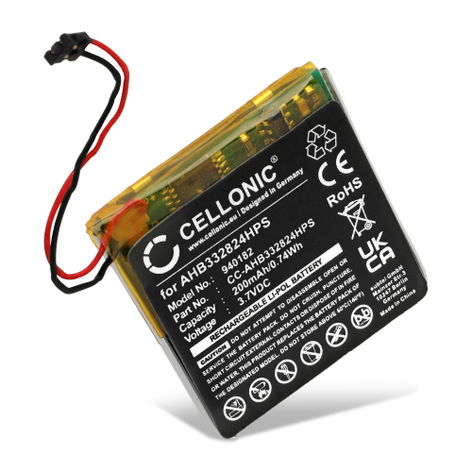 Batterie pour montres connectées et bracelets d’activité TomTom Golfer 2; Runner 3, 2, 1; Adventurer AHB332824HPS (200mAh, 3.7V) de CELLONIC