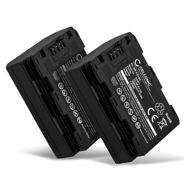 2x Battery for Sony Alpha 7 IV Sony Alpha 6700 A6600 ILCE-6600 A7S III A9 (Alpha 9 / ILCE-9) NP-FZ100 (1600mAh, 7.2V) from CELLONIC