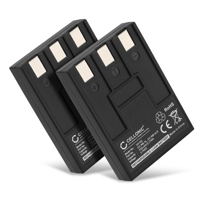 2x Batterie pour Canon NB-3L Accu 750mAh - Batterie de rechange appareil photo et caméra