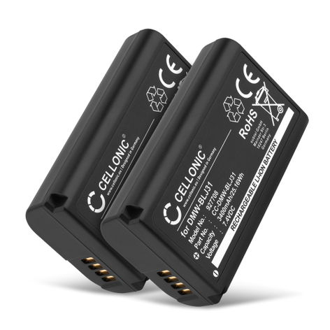 2x Batterie pour Appareils Photo Panasonic Lumix DC-S1, DC-S1H, DC-S1M2, DC-S1M2ES DMW-BLJ31 (3400mAh, 7.4V) de CELLONIC