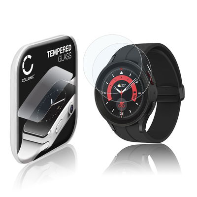 2x Protection d'écran en verre pour montre connectée Samsung Galaxy Watch 5 Pro (2.5D, haute résistance 9H, 0,30mm, Full Glue)