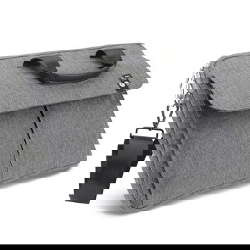 Laptop Bag with Shoulder Strap – 14.1”-15.4” Universal Protective Multi-Compartment Laptop Briefcase Carry Bag for Work, School, Office, Travel – Grey