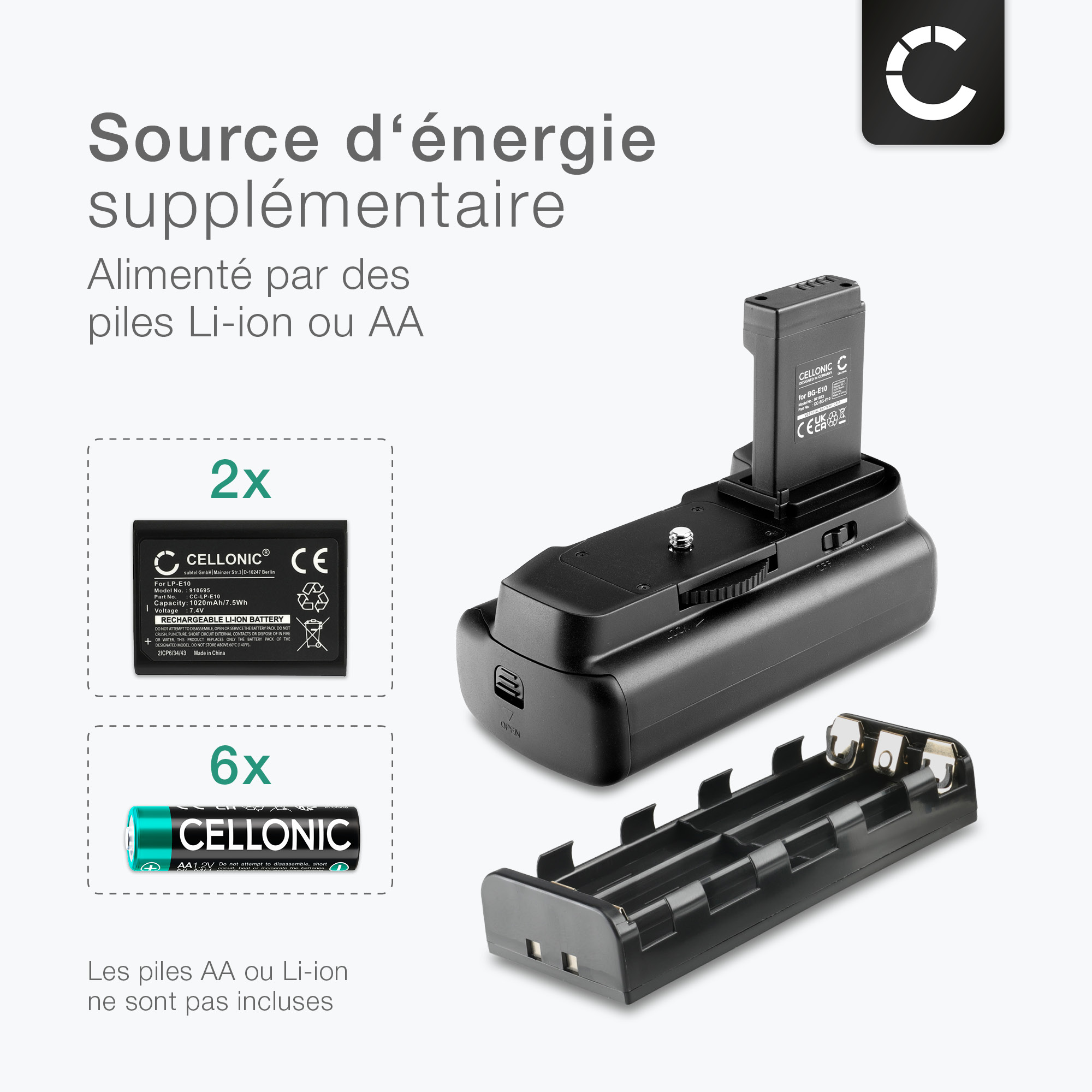 CELLONIC Grip d'alimentation Compatible avec Sony Alpha 6000, 6300, Poignée de Batterie BG-3D, Grip Batterie, Battery Grip, Appareil Photo CELLONIC Grip d'alimentation Compatible avec Sony Alpha 6000, 6300, Poignée de Batterie BG-3D, Grip Batterie, Battery Grip, Appareil Photo