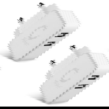 2x Chargeur USB EU-Plug 2 Ports pour 5V / 1A, 1000mA avec 17W, 3.4A, 5V bloc alimentation USB 2x connecteur USB Chargeur multi USB prise secteur usb